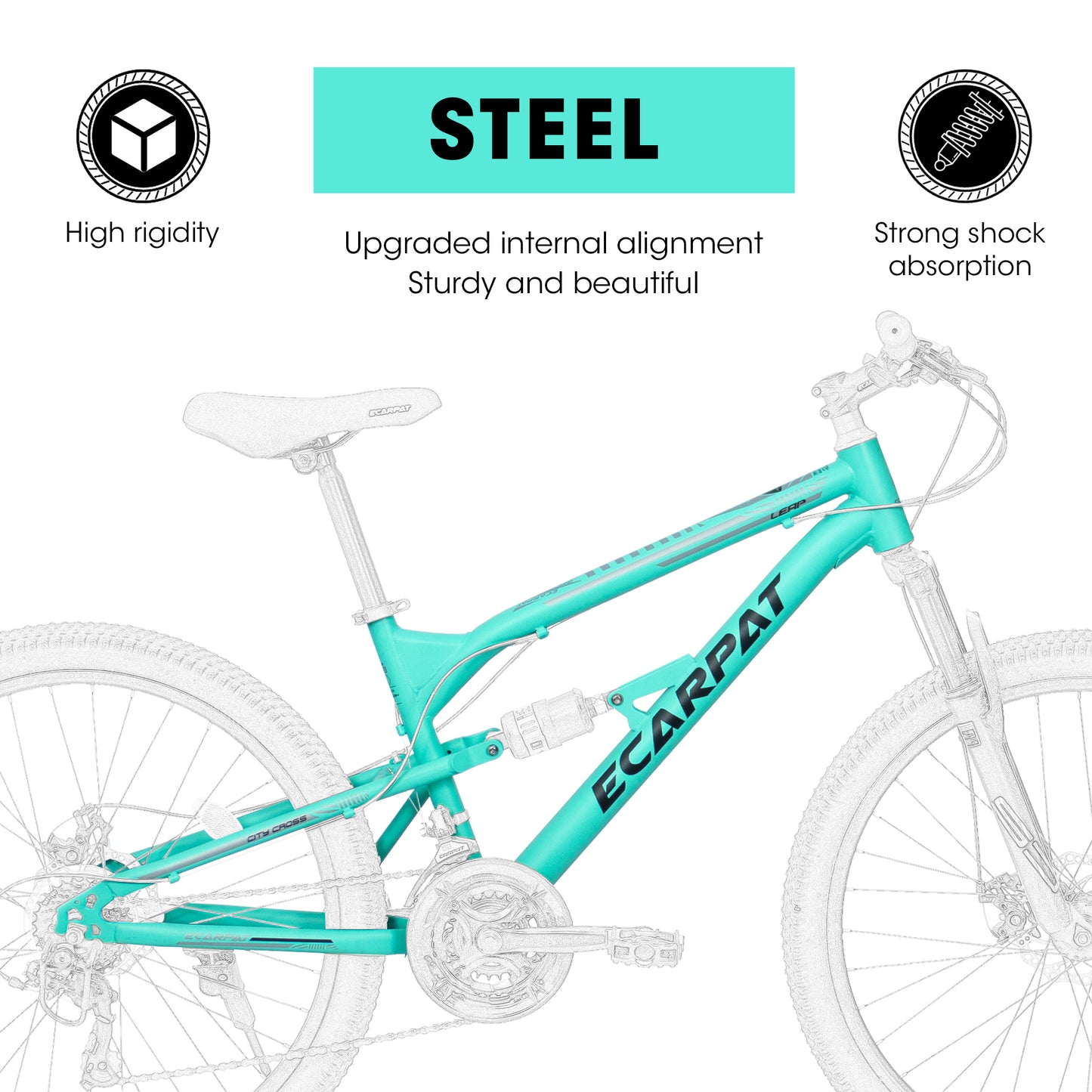 Ecarpat 26 Inch Full Suspension Mountain Bike, 21 Speeds Dual Disc Brake, Men Women Carbon Steel Mountain Bike, Adult Commuter City Bikes
