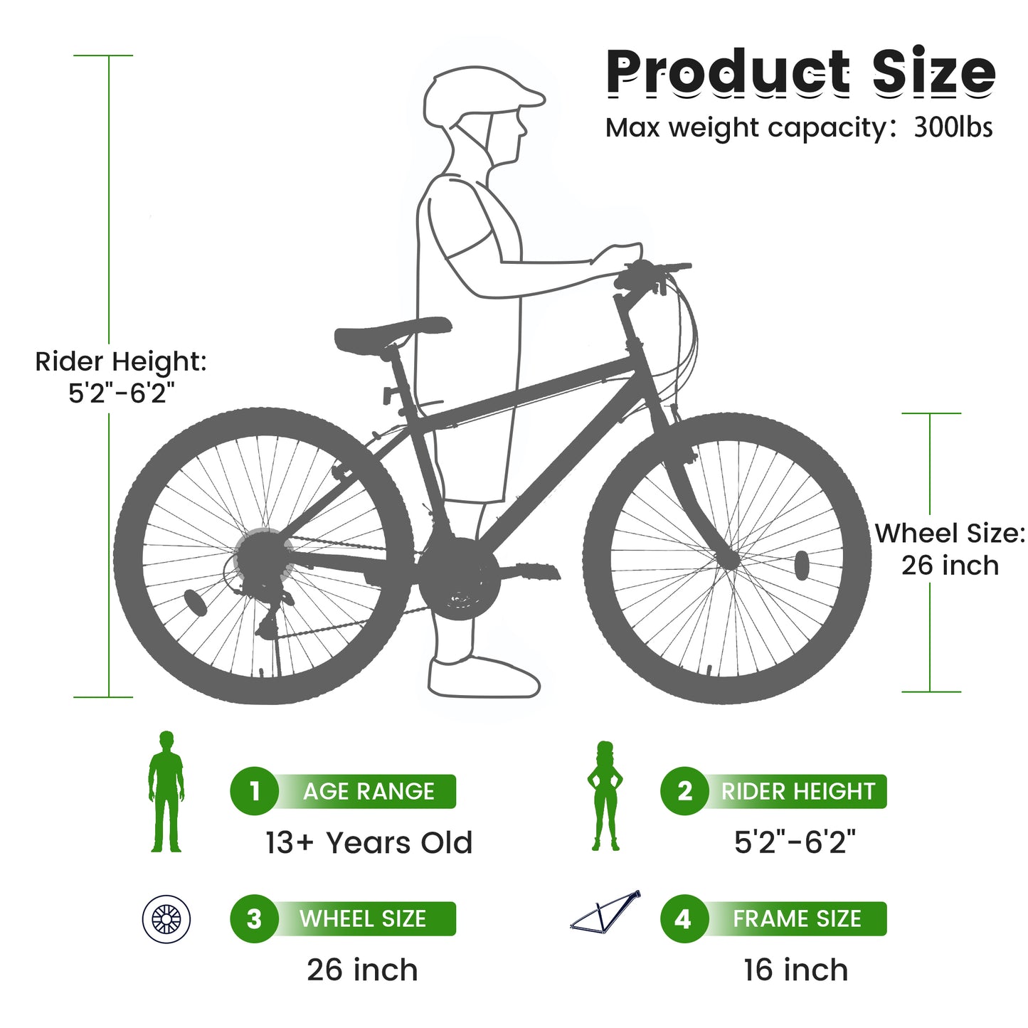 Mountain Bike 26 Inch for Men Women, 21 Speeds High-Carbon Steel Frame, Front Suspension Sport Bicycle, Adult Teens MTB Bicycle for Snow City Commuters and Short Trip