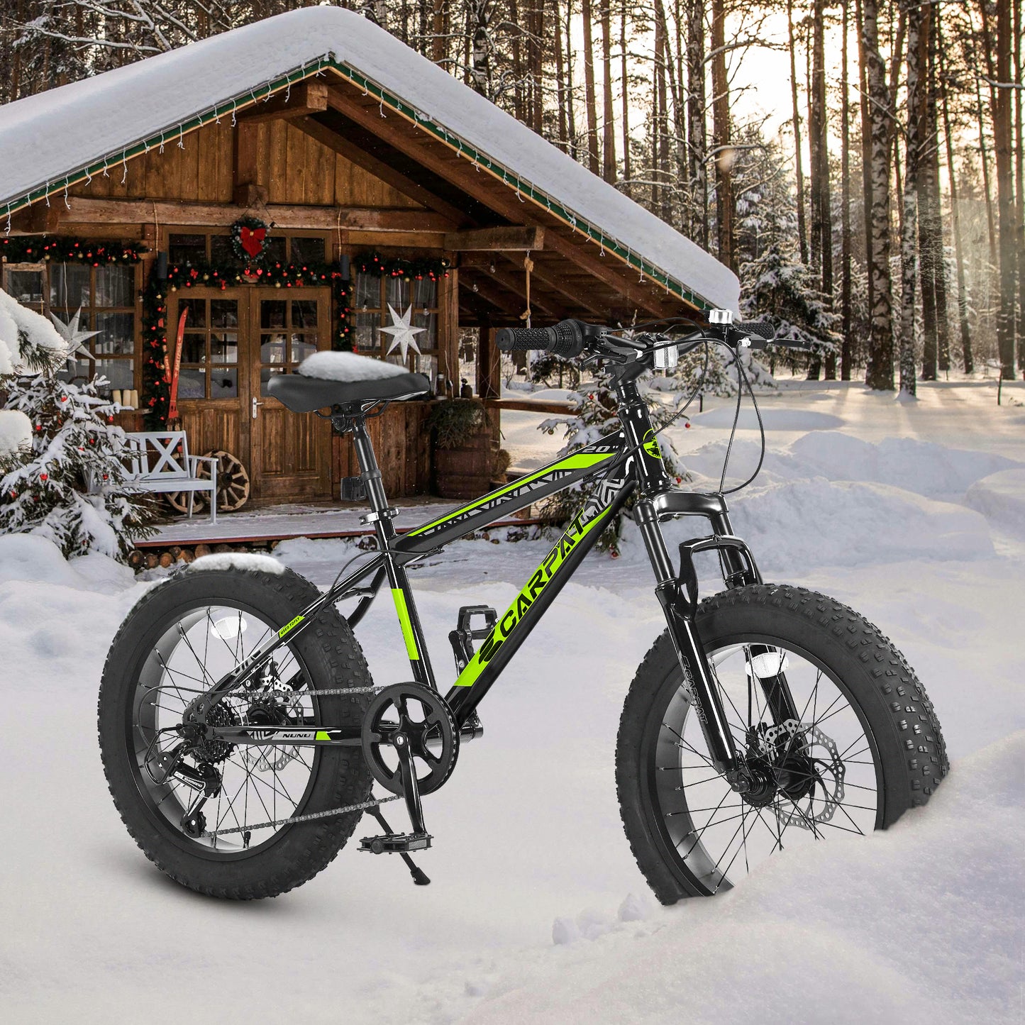 Ecarpat 20 Inch Fat Tire Mountain Bike,Dual Disc Brakes Suspension Fork, 7-Speed Boys Girls Mountain Bikes, All Terrain Kids Mountain Bikes for Boys and Girls 8-15 Years Old