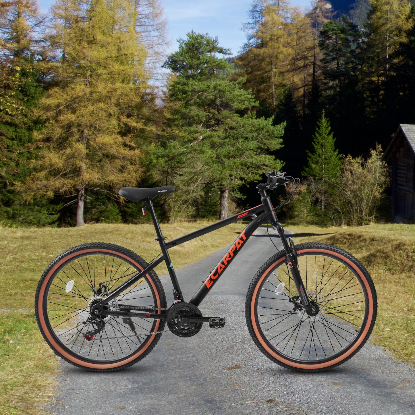 Ecarpat 24 Inch Mountain Bike, Dual/Front Suspension Mens Mountain Bike with 21 Speeds High-Carbon Steel Frame and Disc/V Brakes, Adult Sport Bicycle for Trail Snow Commuter City Road