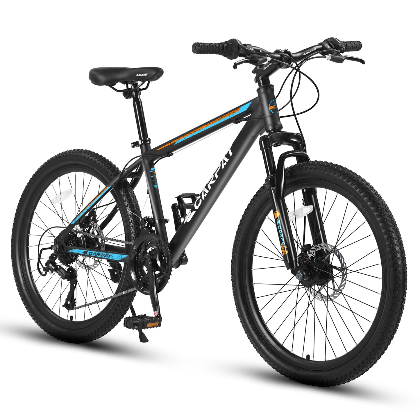 Ecarpat 26 Inch Mens Mountain Bike, 21 Speeds Carbon Steel Mountain Bike, Disc Brakes and Suspension Fork Mountain Bike, Adult Sport Bicycle for Trail Snow Commuter City Road