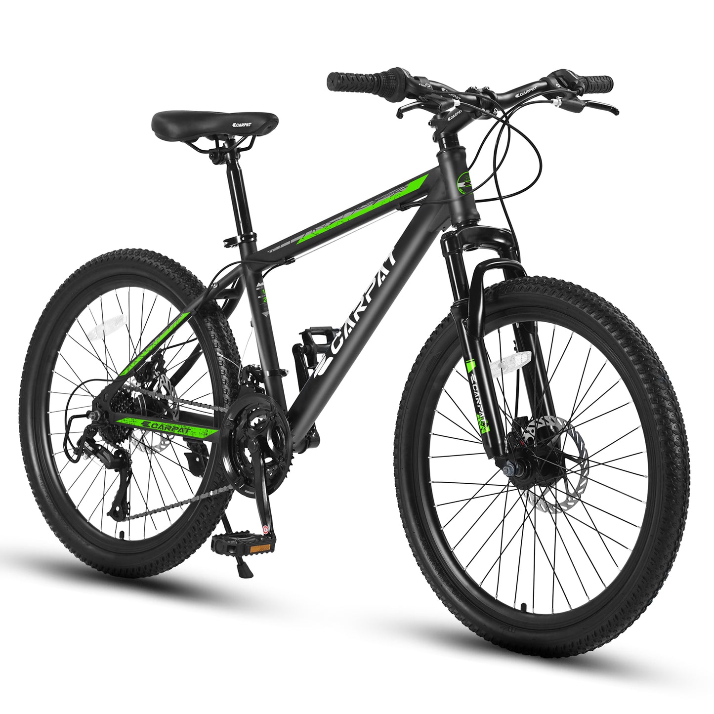Ecarpat 26 Inch Mens Mountain Bike, 21 Speeds Carbon Steel Mountain Bike, Disc Brakes and Suspension Fork Mountain Bike, Adult Sport Bicycle for Trail Snow Commuter City Road