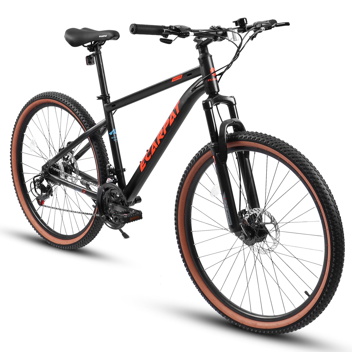 Ecarpat 24 Inch Mountain Bike, Dual/Front Suspension Mens Mountain Bike with 21 Speeds High-Carbon Steel Frame and Disc/V Brakes, Adult Sport Bicycle for Trail Snow Commuter City Road