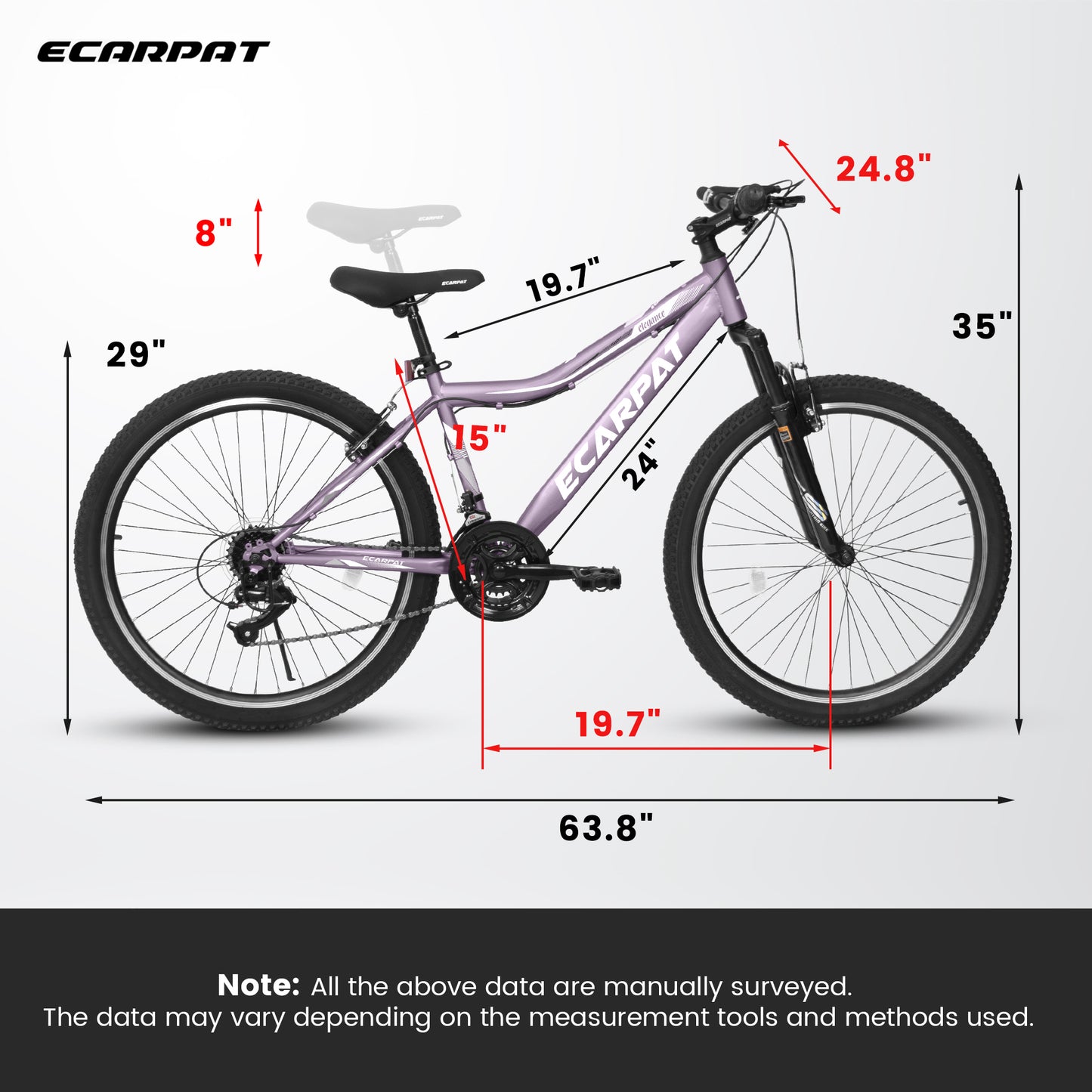 24/26 Inch Women Girls Mountain Bike, V Brakes 21 Speeds Women Bike, Sturdy Steel Frame and Suspension Fork, Stylish Adult and Teens Bicycle for Urban Trail Snow Commuter