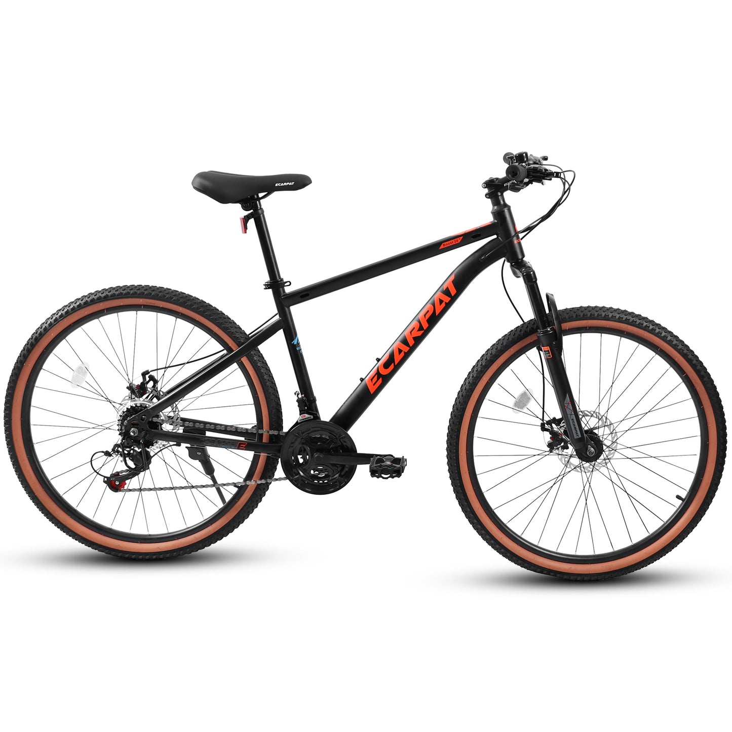 Ecarpat 24 Inch Mountain Bike, Dual/Front Suspension Mens Mountain Bike with 21 Speeds High-Carbon Steel Frame and Disc/V Brakes, Adult Sport Bicycle for Trail Snow Commuter City Road