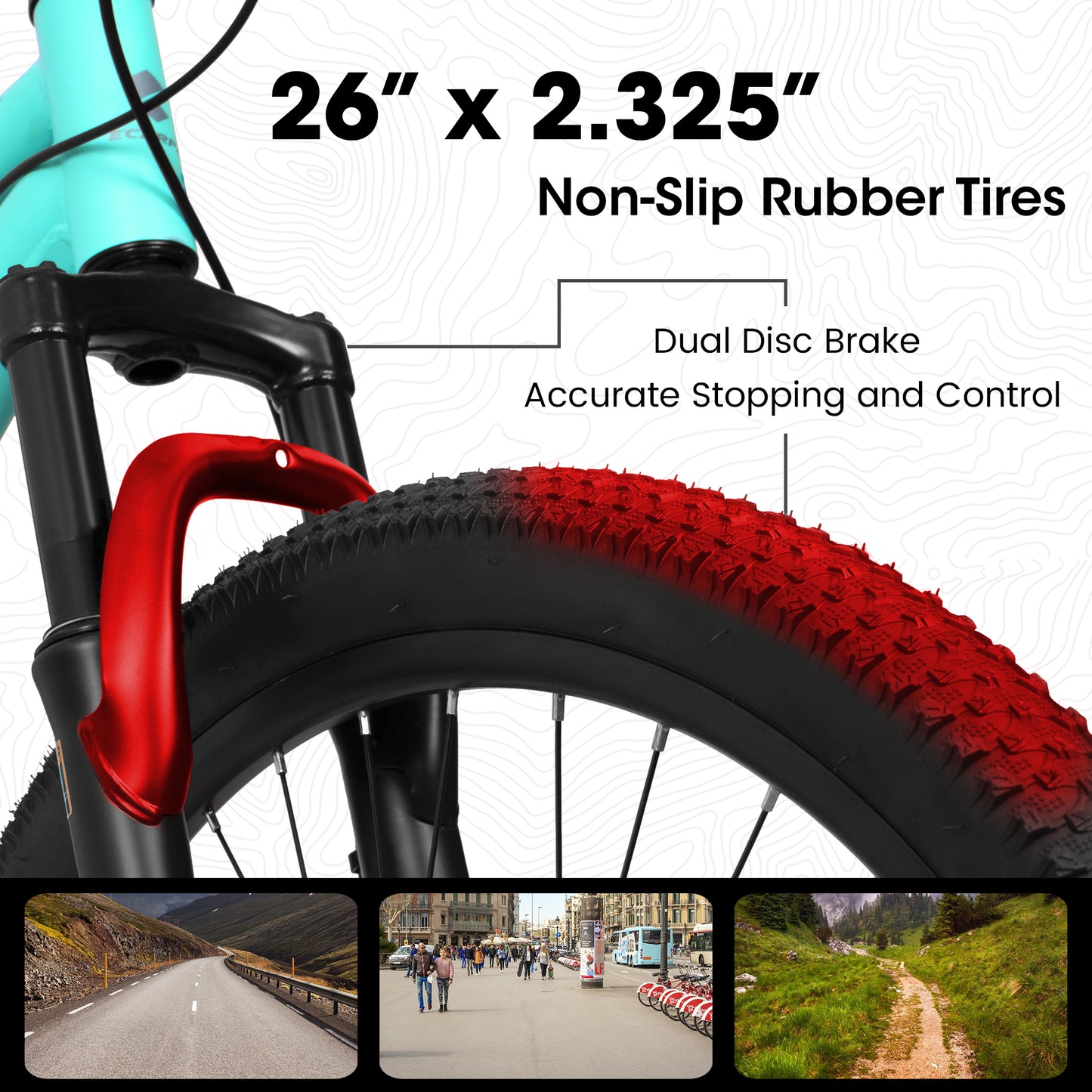 Ecarpat 26 Inch Full Suspension Mountain Bike, 21 Speeds Dual Disc Brake, Men Women Carbon Steel Mountain Bike, Adult Commuter City Bikes