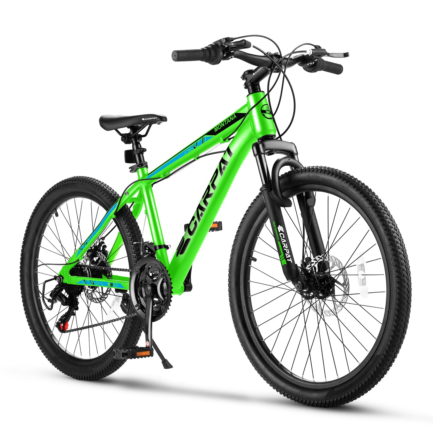 Ecarpat 24 Inch Mountain Bike, Front Suspension Mens Mountain Bike with 21 Speeds High-Carbon Steel Frame and Disc Brakes, Adult Sport Bicycle for Trail Snow Commuter City Road