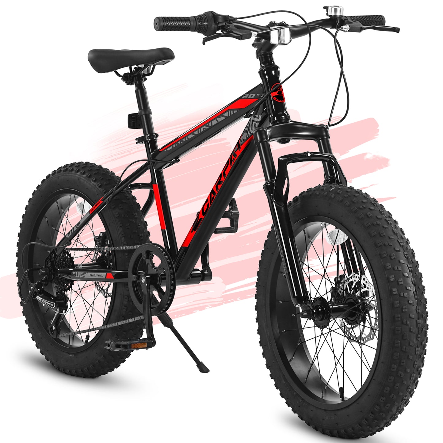Ecarpat 20 Inch Fat Tire Mountain Bike,Dual Disc Brakes Suspension Fork, 7-Speed Boys Girls Mountain Bikes, All Terrain Kids Mountain Bikes for Boys and Girls 8-15 Years Old
