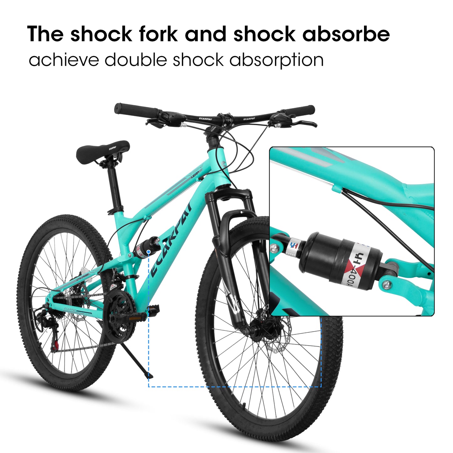 Ecarpat 26 Inch Full Suspension Mountain Bike, 21 Speeds Dual Disc Brake, Men Women Carbon Steel Mountain Bike, Adult Commuter City Bikes