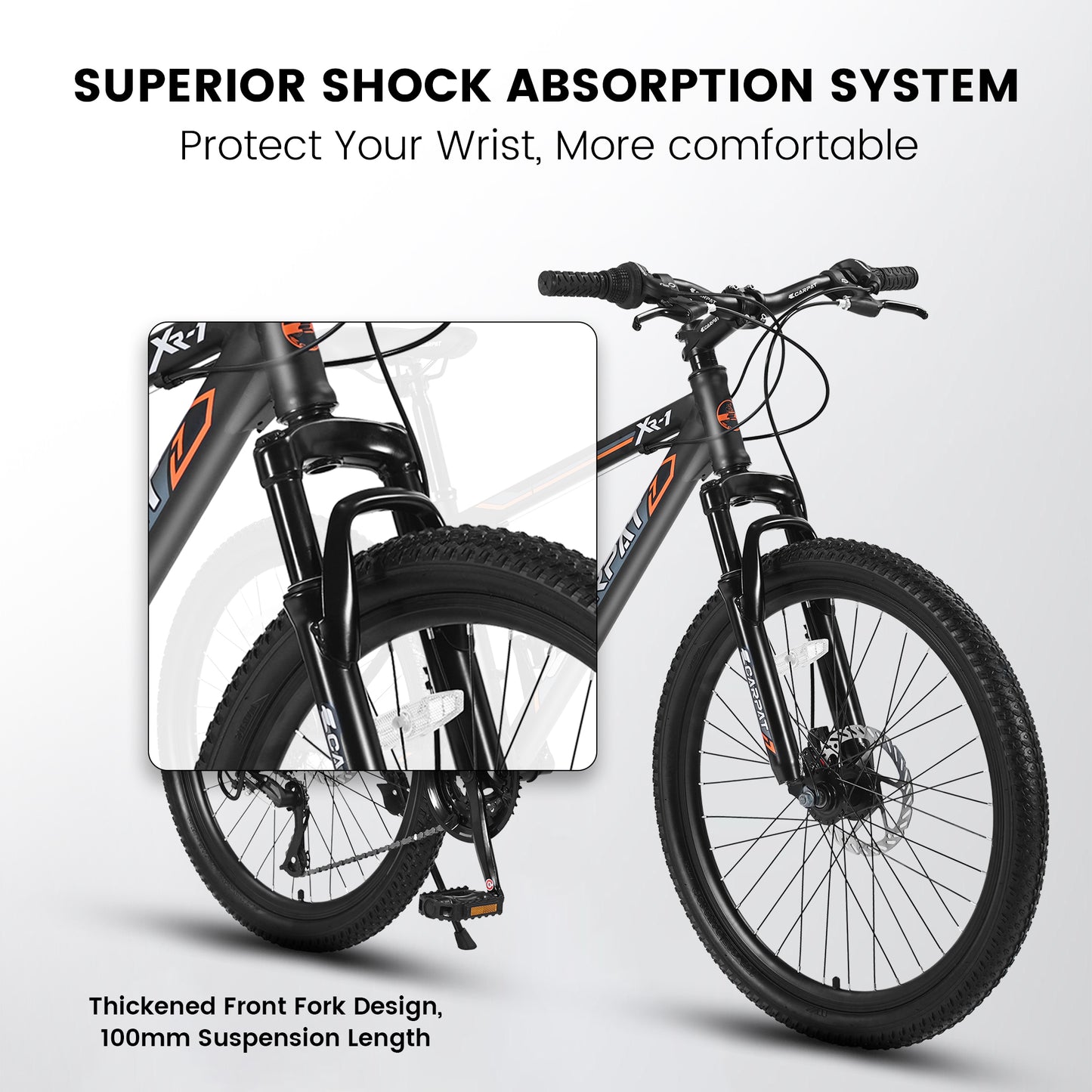 Ecarpat 26 Inch Mens Mountain Bike, 21 Speeds Carbon Steel Mountain Bike, Disc Brakes and Suspension Fork Mountain Bike, Adult Sport Bicycle for Trail Snow Commuter City Road
