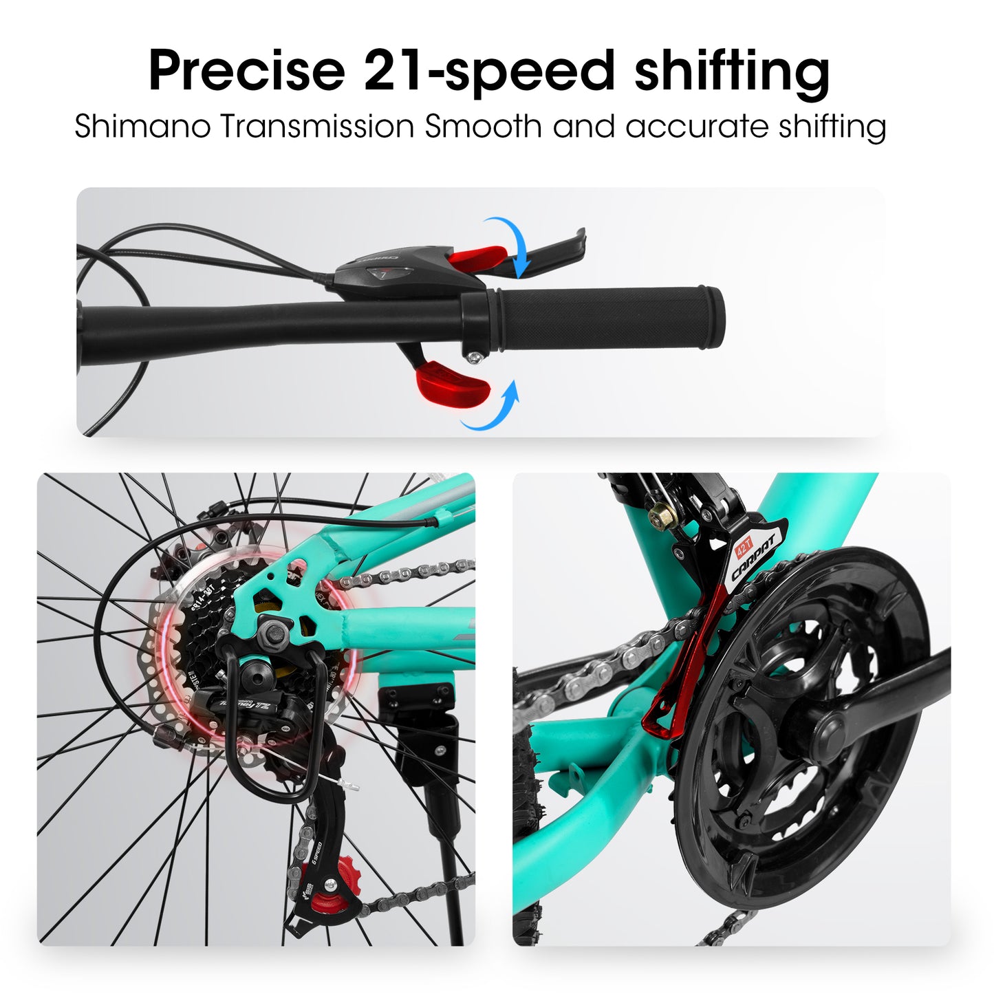 Ecarpat 26 Inch Full Suspension Mountain Bike, 21 Speeds Dual Disc Brake, Men Women Carbon Steel Mountain Bike, Adult Commuter City Bikes