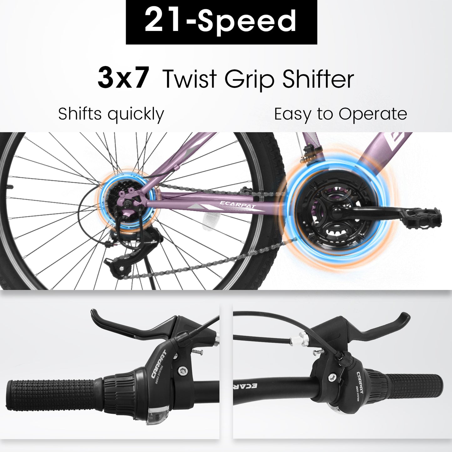 24/26 Inch Women Girls Mountain Bike, V Brakes 21 Speeds Women Bike, Sturdy Steel Frame and Suspension Fork, Stylish Adult and Teens Bicycle for Urban Trail Snow Commuter