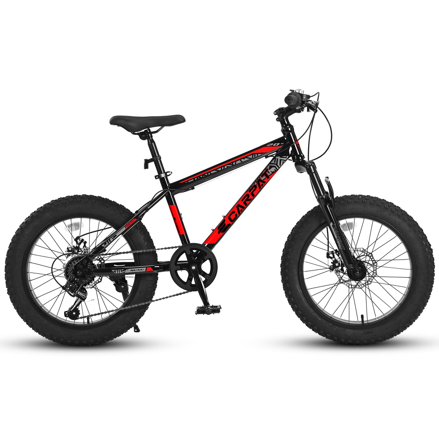 Ecarpat 20 Inch Fat Tire Mountain Bike,Dual Disc Brakes Suspension Fork, 7-Speed Boys Girls Mountain Bikes, All Terrain Kids Mountain Bikes for Boys and Girls 8-15 Years Old