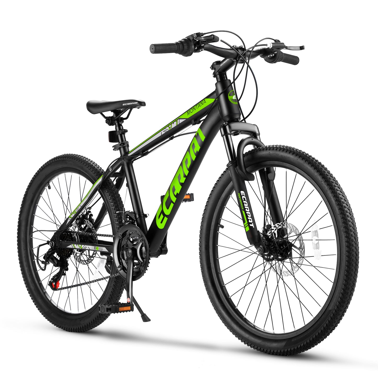 Ecarpat 24 Inch Mountain Bike, Front Suspension Mens Mountain Bike with 21 Speeds High-Carbon Steel Frame and Disc Brakes, Adult Sport Bicycle for Trail Snow Commuter City Road