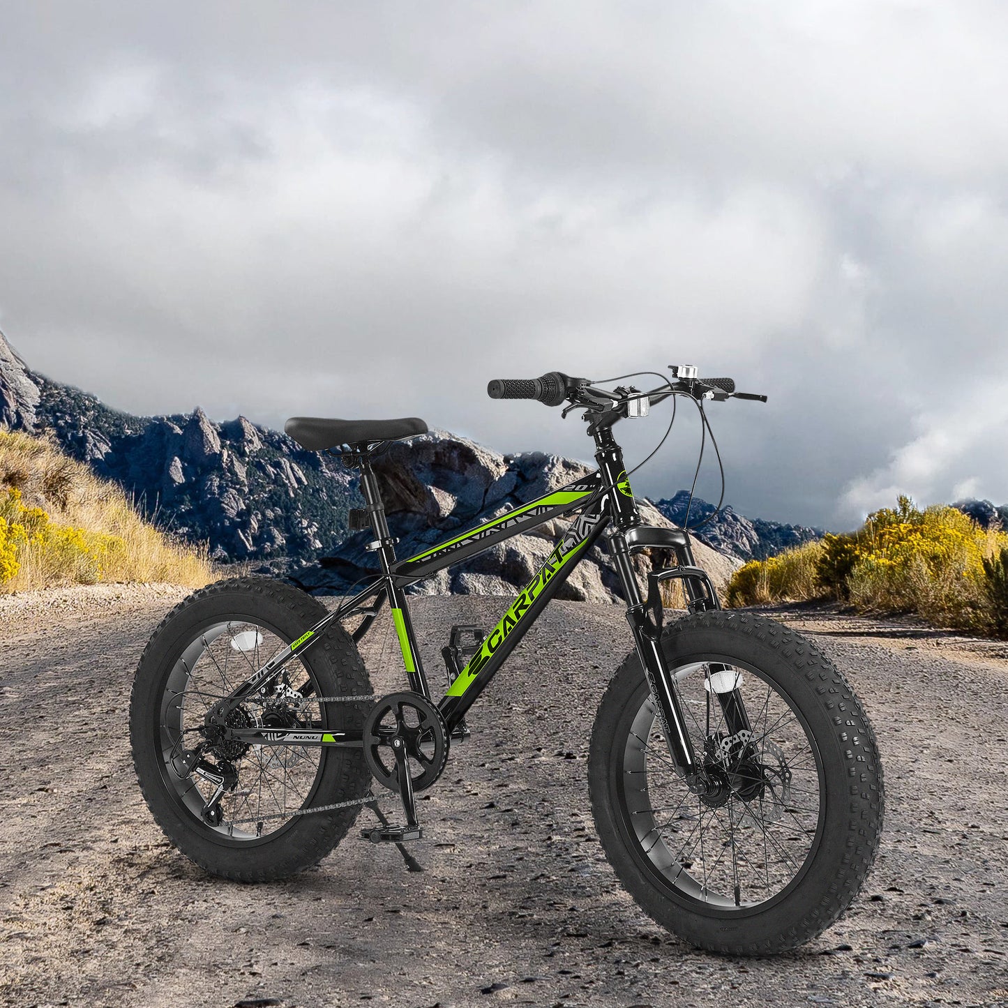 Ecarpat 20 Inch Fat Tire Mountain Bike,Dual Disc Brakes Suspension Fork, 7-Speed Boys Girls Mountain Bikes, All Terrain Kids Mountain Bikes for Boys and Girls 8-15 Years Old