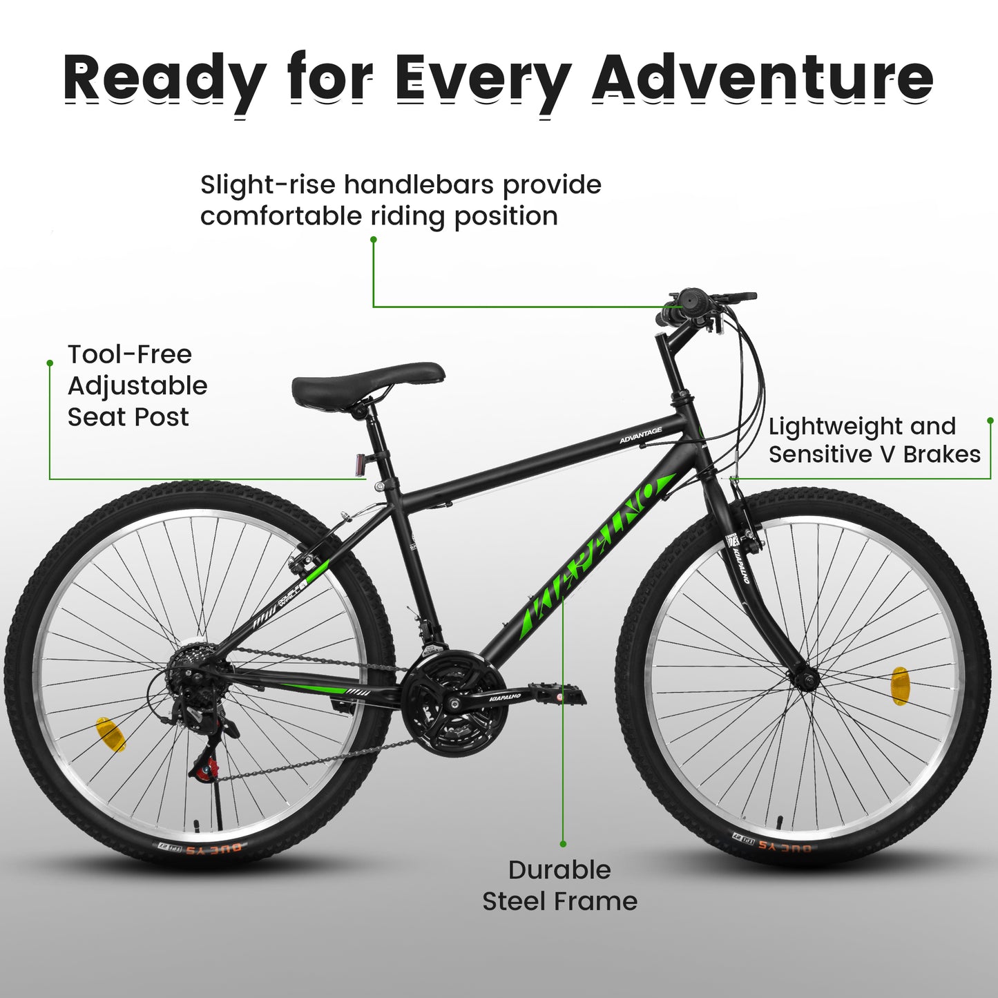 Mountain Bike 26 Inch for Men Women, 21 Speeds High-Carbon Steel Frame, Front Suspension Sport Bicycle, Adult Teens MTB Bicycle for Snow City Commuters and Short Trip