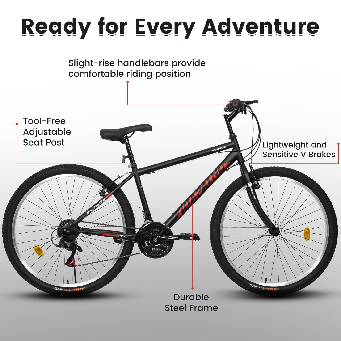 Mountain Bike 26 Inch for Men Women, 21 Speeds High-Carbon Steel Frame, Front Suspension Sport Bicycle, Adult Teens MTB Bicycle for Snow City Commuters and Short Trip
