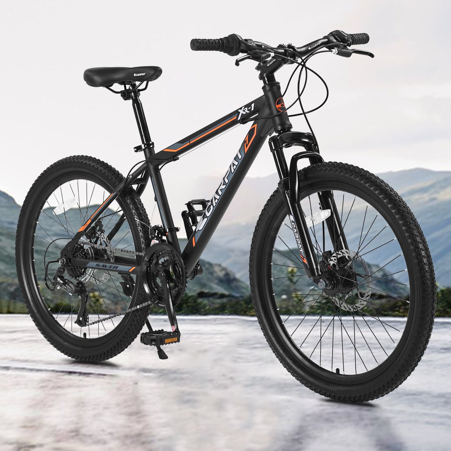 Ecarpat 26 Inch Mens Mountain Bike, 21 Speeds Carbon Steel Mountain Bike, Disc Brakes and Suspension Fork Mountain Bike, Adult Sport Bicycle for Trail Snow Commuter City Road