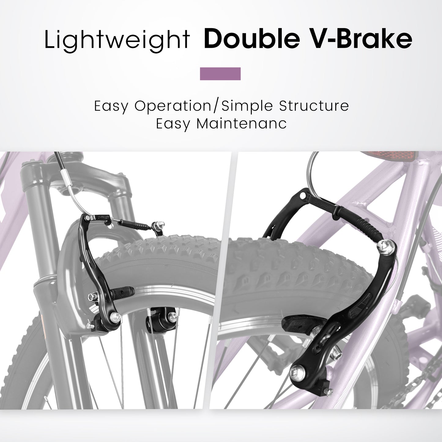 24/26 Inch Women Girls Mountain Bike, V Brakes 21 Speeds Women Bike, Sturdy Steel Frame and Suspension Fork, Stylish Adult and Teens Bicycle for Urban Trail Snow Commuter