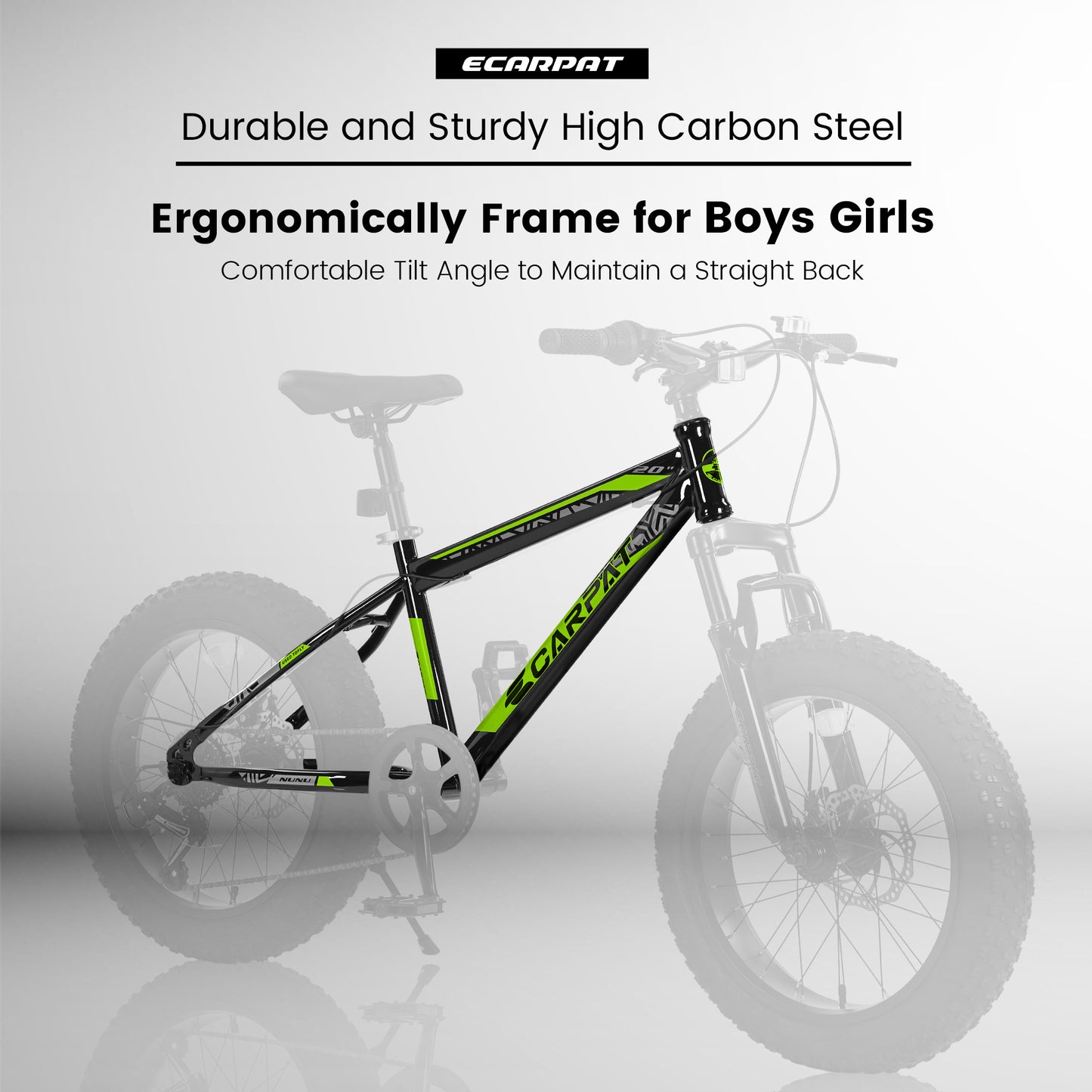 Ecarpat 20 Inch Fat Tire Mountain Bike,Dual Disc Brakes Suspension Fork, 7-Speed Boys Girls Mountain Bikes, All Terrain Kids Mountain Bikes for Boys and Girls 8-15 Years Old