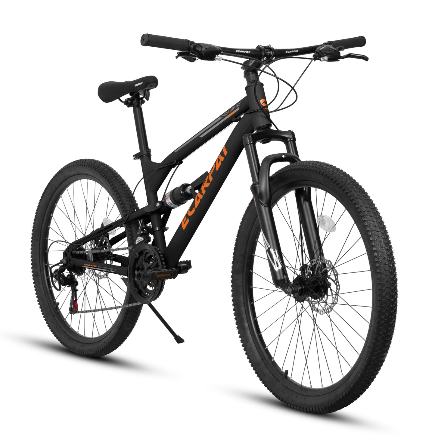 Ecarpat 26 Inch Full Suspension Mountain Bike, 21 Speeds Dual Disc Brake, Men Women Carbon Steel Mountain Bike, Adult Commuter City Bikes