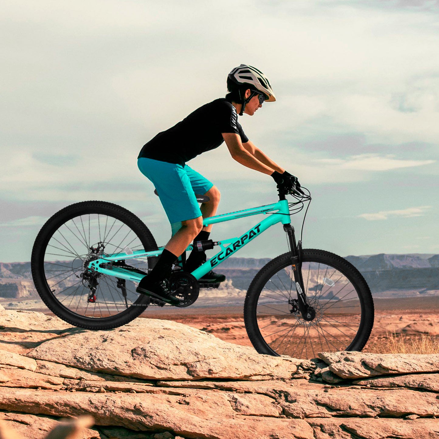 Ecarpat 26 Inch Full Suspension Mountain Bike, 21 Speeds Dual Disc Brake, Men Women Carbon Steel Mountain Bike, Adult Commuter City Bikes