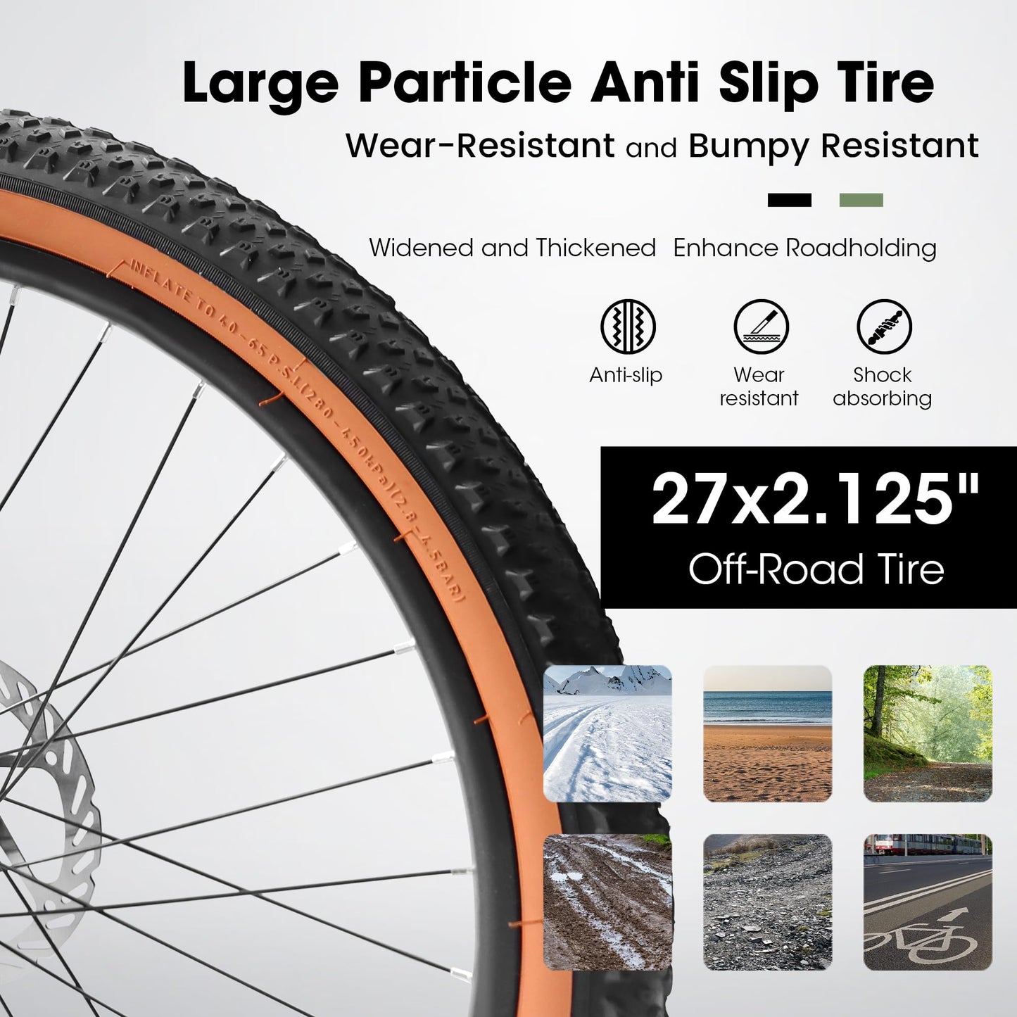 27.5 Inch Mountain Bike Wheels, 21-Speed Mens Womens City Mountain Bicycle,High Carbon Steel Frame Disc Brakes Thumb Shifter Front Fork Bicycles