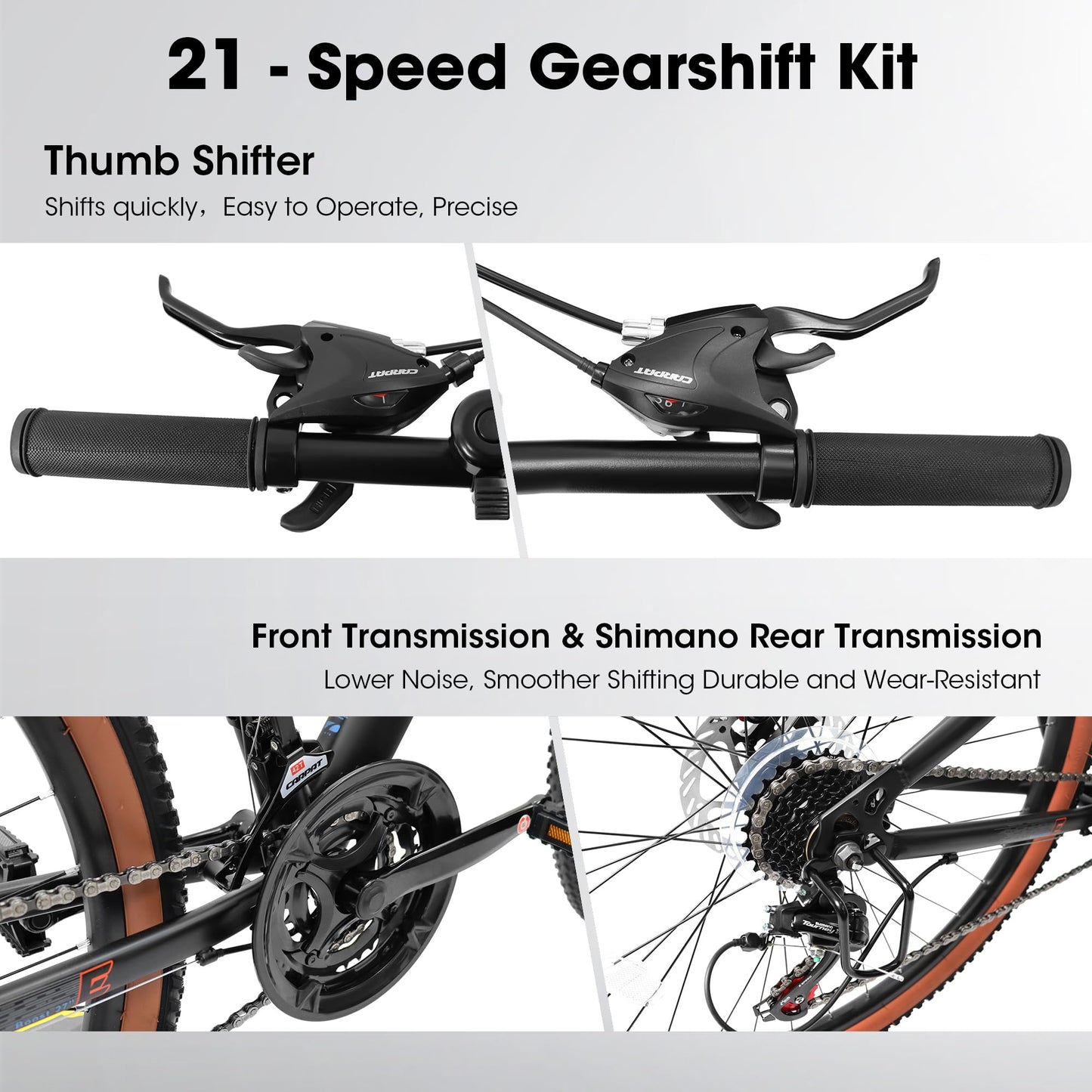 27.5 Inch Mountain Bike Wheels, 21-Speed Mens Womens City Mountain Bicycle,High Carbon Steel Frame Disc Brakes Thumb Shifter Front Fork Bicycles