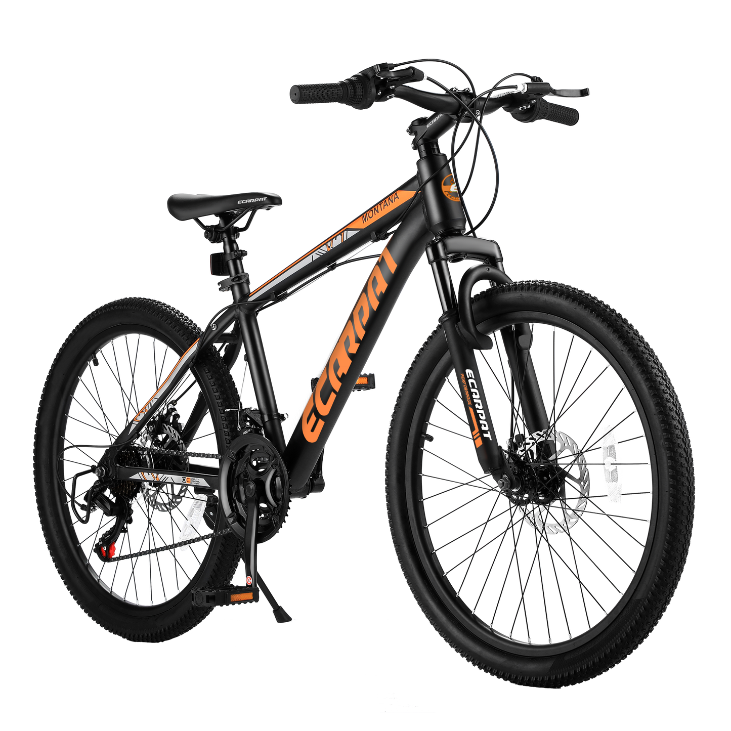 Ecarpat 24 Inch Mountain Bike, Front Suspension Mens Mountain Bike with 21 Speeds High-Carbon Steel Frame and Disc Brakes, Adult Sport Bicycle for Trail Snow Commuter City Road