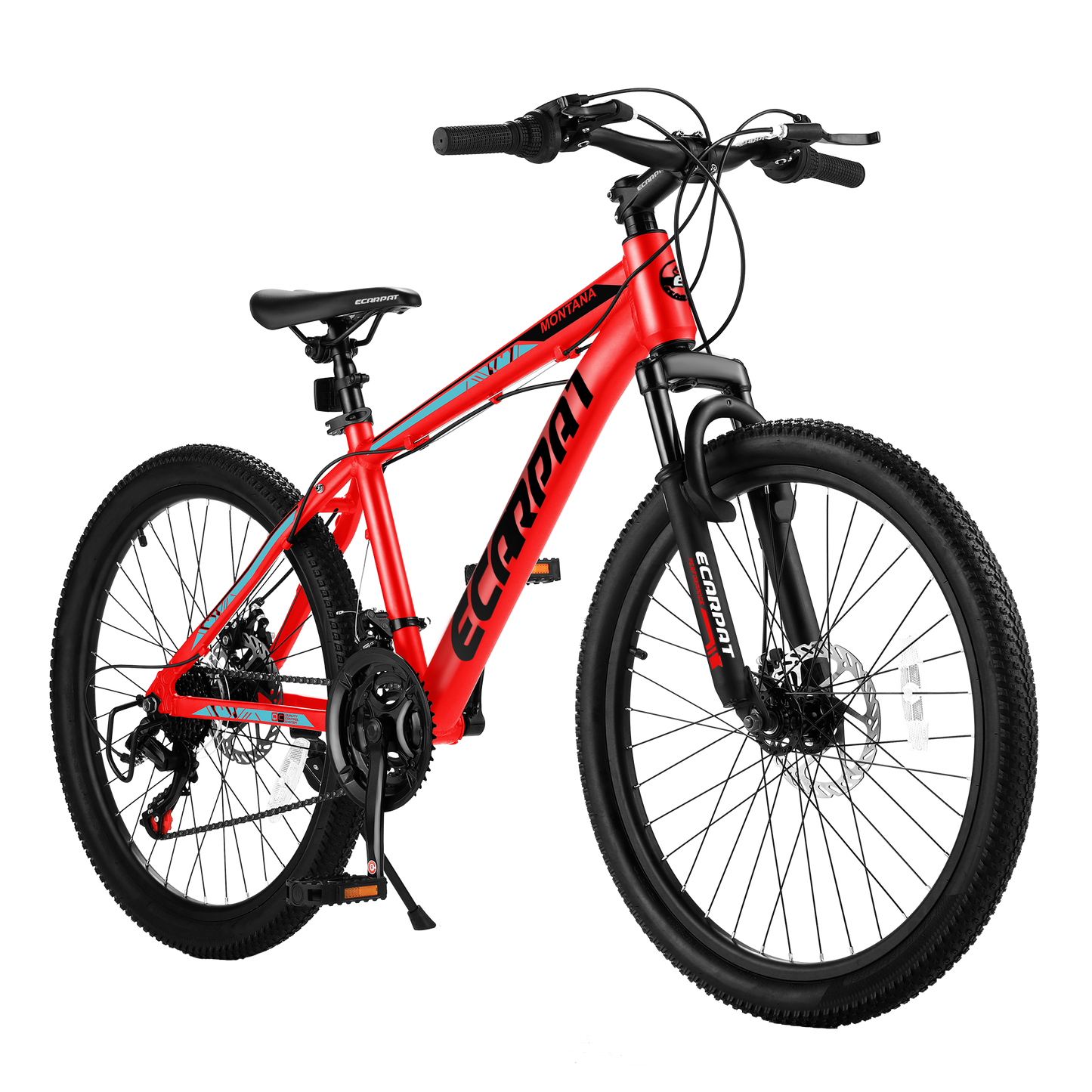 Ecarpat 24 Inch Mountain Bike, Front Suspension Mens Mountain Bike with 21 Speeds High-Carbon Steel Frame and Disc Brakes, Adult Sport Bicycle for Trail Snow Commuter City Road