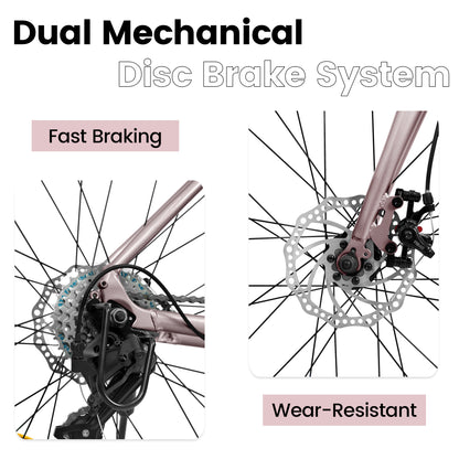 700C Road Bike, 16-Speed Outdoor Bike Disc Brakes, Light Weight Aluminum Frame ,Racing Bike City Commuting Road Bicycle M Size