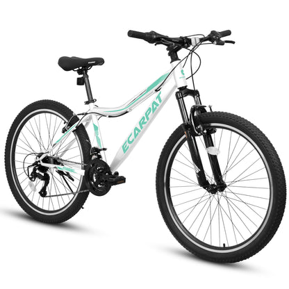 24/26 Inch Women Girls Mountain Bike, V Brakes 21 Speeds Women Bike, Sturdy Steel Frame and Suspension Fork, Stylish Adult and Teens Bicycle for Urban