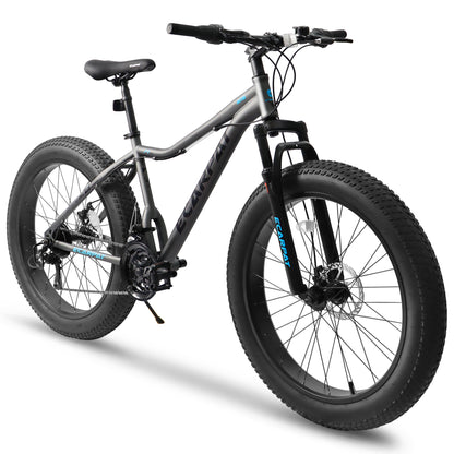 Ecarpat 26 Inch Fat Tire Mountain Bike, 21 Speeds High-Carbon Steel Frame Dual Disc Brakes MTB, Front/Full Suspension Mountain Bikes, Adult Men Women Bicycles Bikes