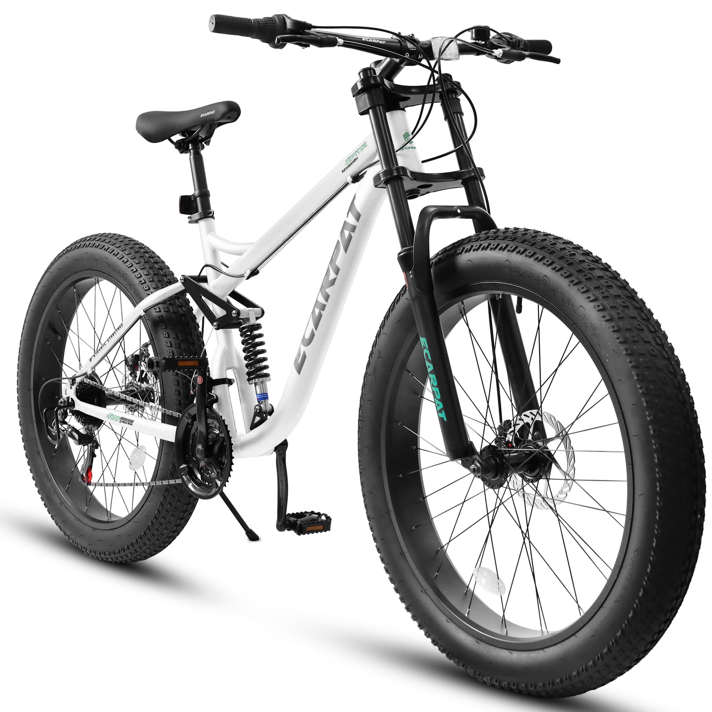 26 Inch Dual Full Suspension Mountain Bike, 21 Speeds Dual Disc Brake, Men Women Carbon Steel Mountain Bike, Adult Trail Beach Snow Commuter City Bikes