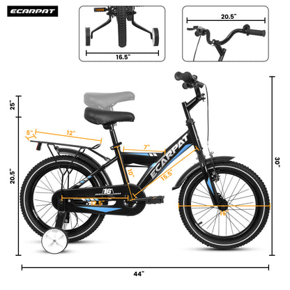 Ecarpat Kids Bike, 14 16 Inch Kids' Bicycles with Training Wheels, Hand Brakes and Seat, Freestyle Children Bicycle for Ages 4-8 Years Old Boys Girls, White