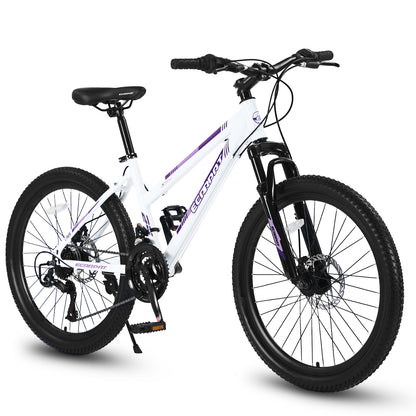 24/26 Inch Women Girls Mountain Bike, Disc Brakes 21 Speeds Women Bike, Sturdy Steel Frame and Suspension Fork, Stylish Adult and Teens Bicycle for Urban Trail Snow Commuter