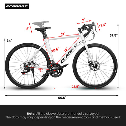 Ecarpat Road Bike 700C Tires, 14 Speeds Hybrid Bike for Men, Aluminum Alloy Lightweight Frame Disc Brake Racing Bike, City Commuting Road Bicycle for Men Women