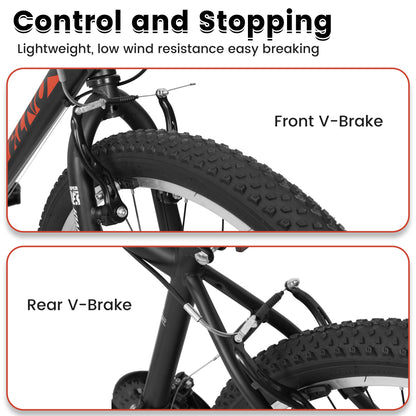 Mountain Bike 26 Inch for Men Women, 21 Speeds High-Carbon Steel Frame, Front Suspension Sport Bicycle, Adult Teens MTB Bicycle for Snow City Commuters and Short Trip