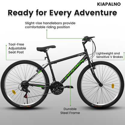 Mountain Bike 26 Inch for Men Women, 21 Speeds High-Carbon Steel Frame, Front Suspension Sport Bicycle, Adult Teens MTB Bicycle for Snow City Commuters and Short Trip