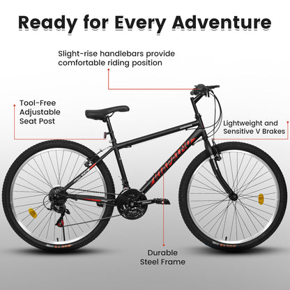 Mountain Bike 26 Inch for Men Women, 21 Speeds High-Carbon Steel Frame, Front Suspension Sport Bicycle, Adult Teens MTB Bicycle for Snow City Commuters and Short Trip