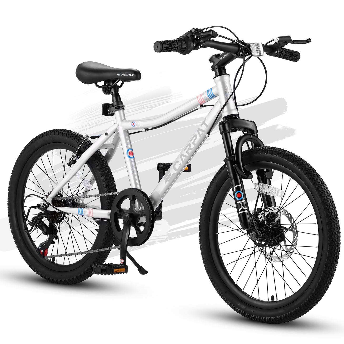 Ecarpat 20 inch Kids Mountain Bike for Boys Girls 7-15 Years Old, All Terrain Mountain Bikes 7-Speed with Mechanical Disc Brakes Front Suspension, Mountain Bicycle Gift for Boys and Girls