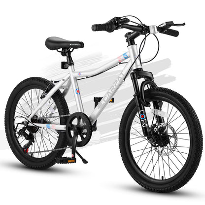 Ecarpat 20 inch Kids Mountain Bike for Boys Girls 7-15 Years Old, All Terrain Mountain Bikes 7-Speed with Mechanical Disc Brakes Front Suspension, Mountain Bicycle Gift for Boys and Girls