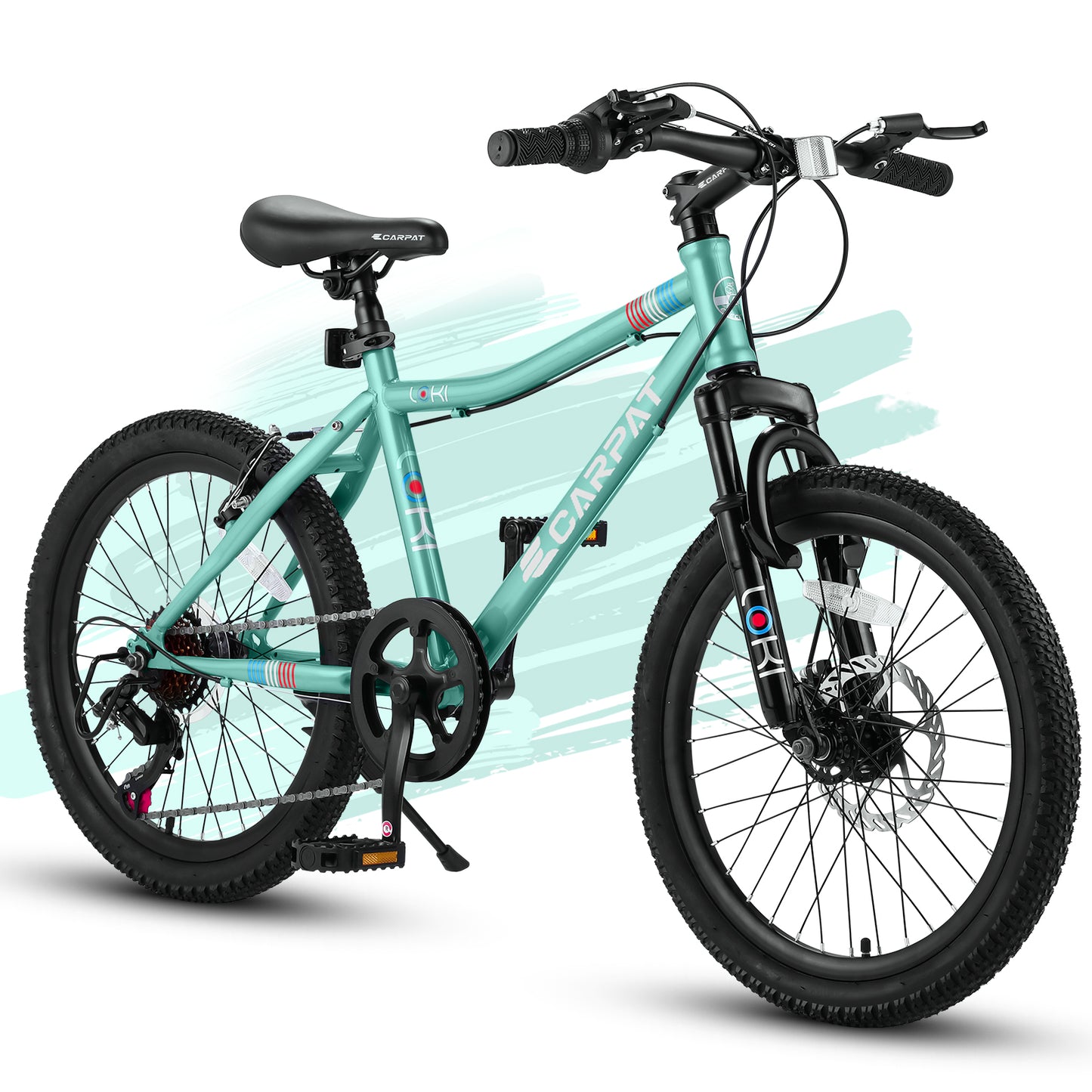 Ecarpat 20 inch Kids Mountain Bike for Boys Girls 7-15 Years Old, All Terrain Mountain Bikes 7-Speed with Mechanical Disc Brakes Front Suspension, Mountain Bicycle Gift for Boys and Girls